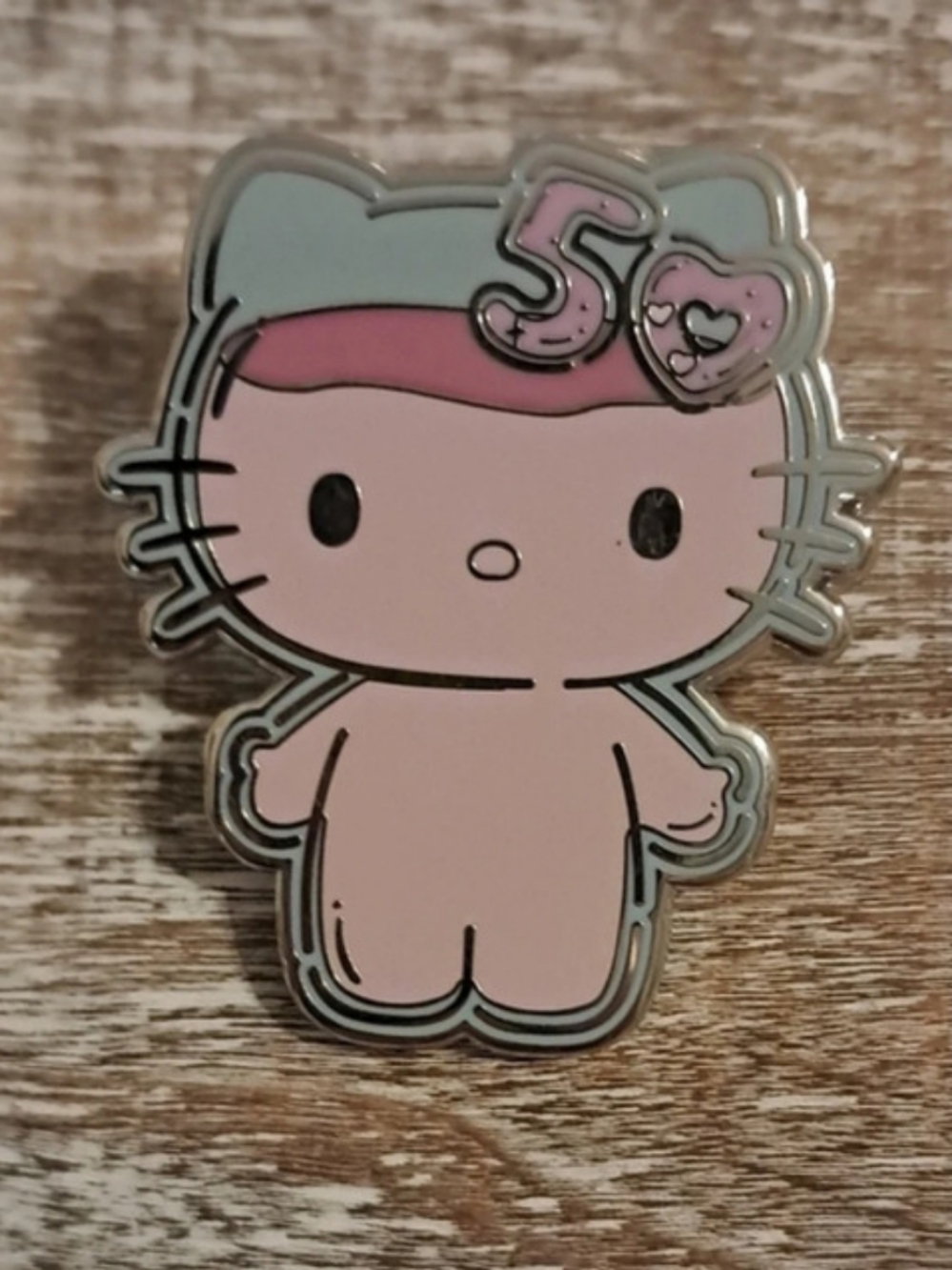 Sanrio Hello Kitty 50th Anniversary Enamel Pin Pink & Gray